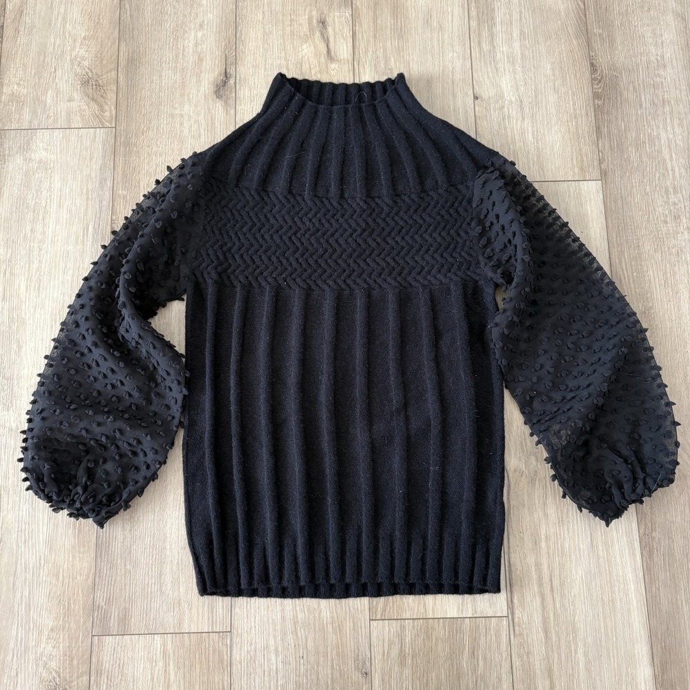 And The Why Black Turtleneck Sweater Black Size S/M New NWT Ballon Sleeves